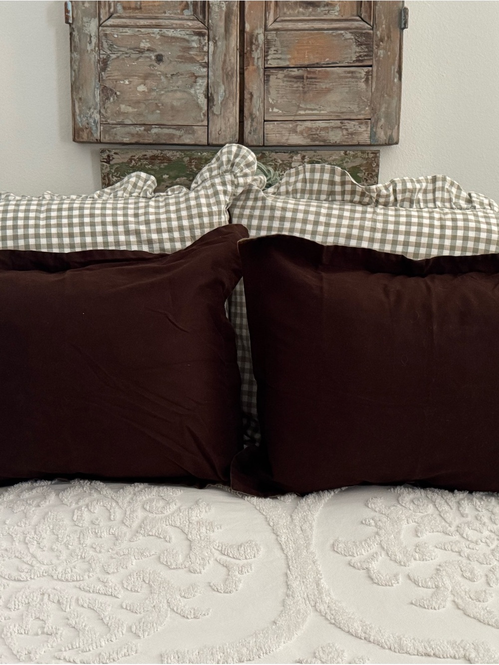 Vintage Target 100% Cotton Chocolate Brown Pillow Shams (Set of 2)